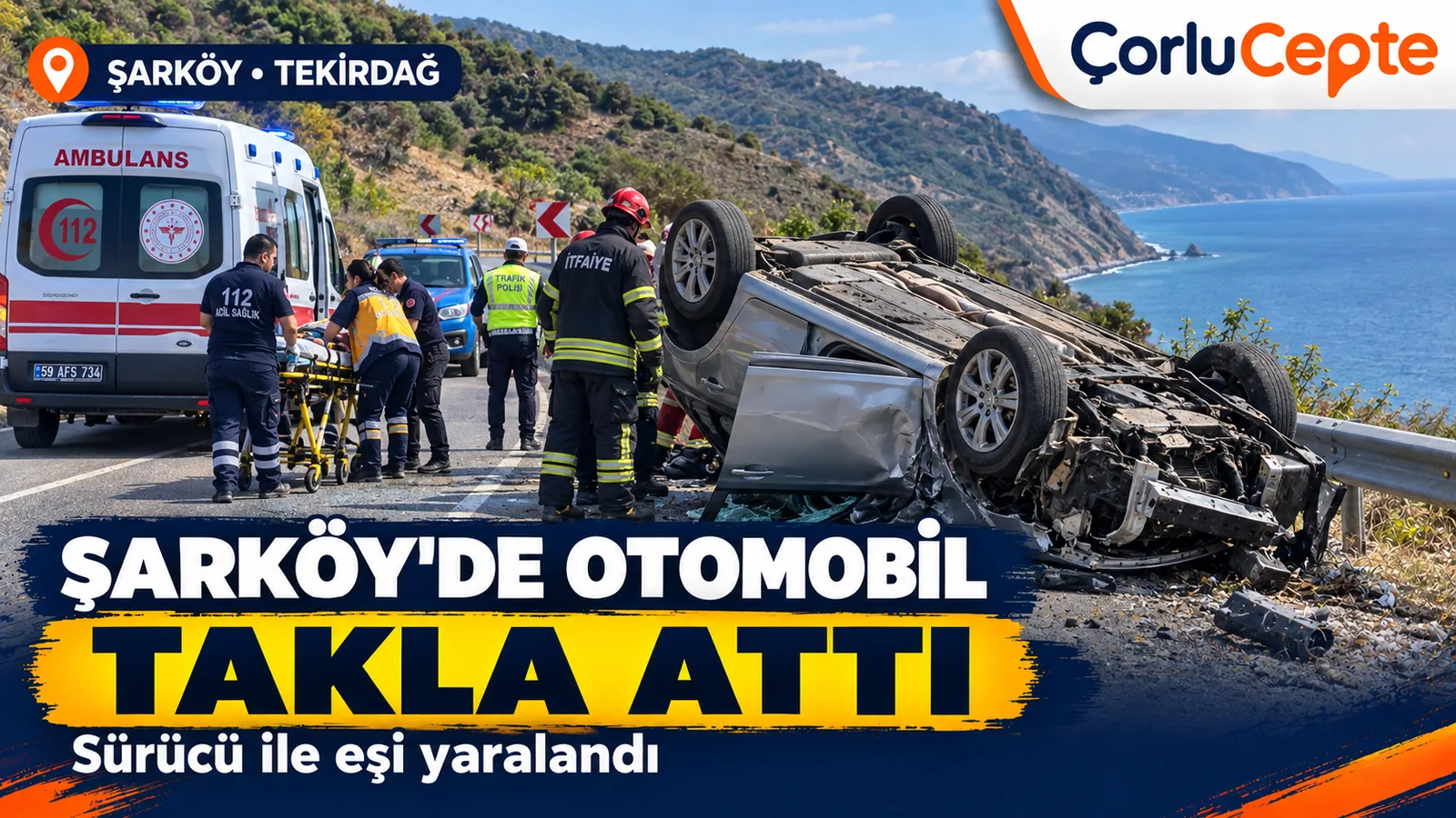 Şarköy’de Takla Atan Otomobilde Sürücü ile Eşi Yaralandı