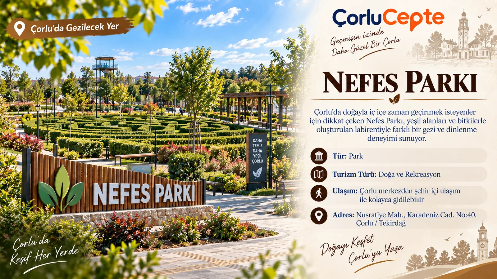 ÇORLU NEFES PARKI: ŞEHRİN İÇİNDE DOĞAYLA BULUŞMA NOKTASI